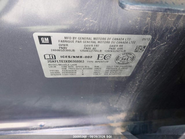 Aukcja sprzedaży 2013 Gmc Terrain Sle, vin: 2GKFLTE3XD6368063, numer aukcji: 30095368