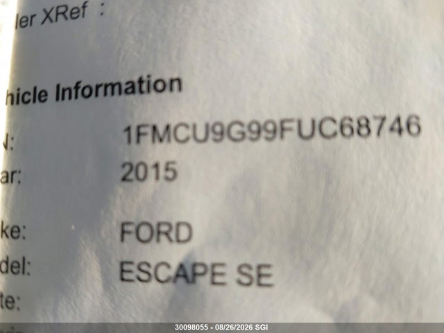 Ford ESCAPE SE 2015 1FMCU9G99FUC68746 Image 9