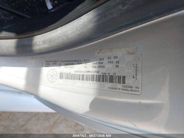Продажа на аукционе авто 2009 Volkswagen New Beetle, vin: 3VWSW21C69M515734, номер лота: 30097922
