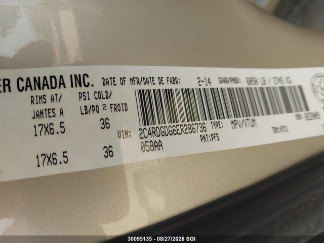 Dodge Grand Caravan Crew 2014 2C4RDGDG6ER286736 Image 9