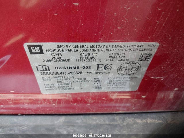 Chevrolet EQUINOX LT 2018 2GNAXSEV7J6208828 Image 9