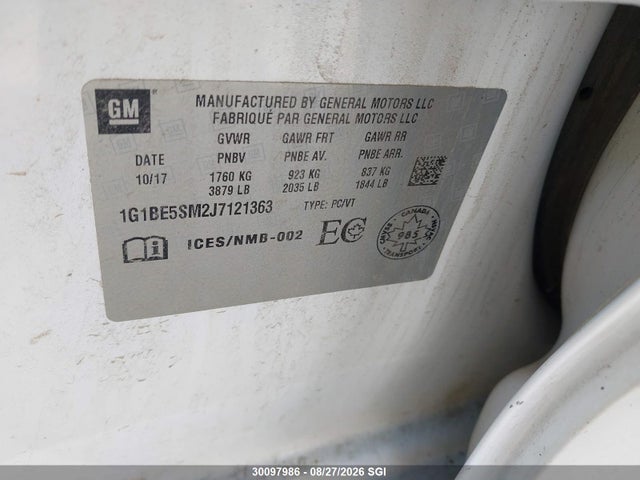 Chevrolet CRUZE LT 2018 1G1BE5SM2J7121363 Image 9