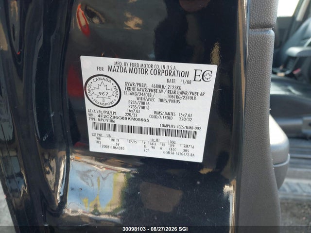 30098103 :رقم المزاد ، 4F2CZ96G89KM05665 vin ، 2009 Mazda Tribute S مزاد بيع