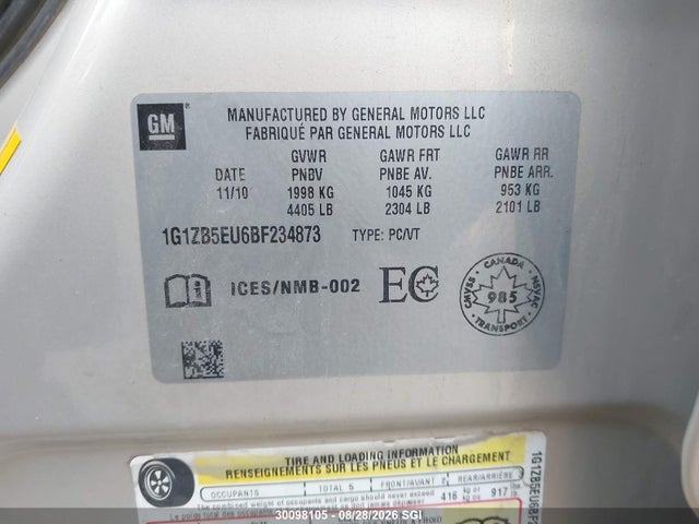 Auction sale of the 2011 Chevrolet Malibu Ls, vin: 1G1ZB5EU6BF234873, lot number: 30098105