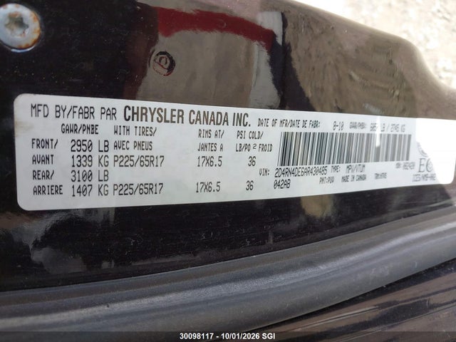 30098117 :رقم المزاد ، 2D4RN4DE6AR430485 vin ، 2010 Dodge Grand Caravan Se مزاد بيع