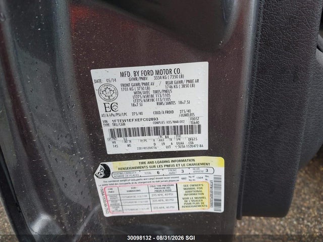 Ford F150 Supercrew 2014 1FTFW1EFXEFC02893 Image 9