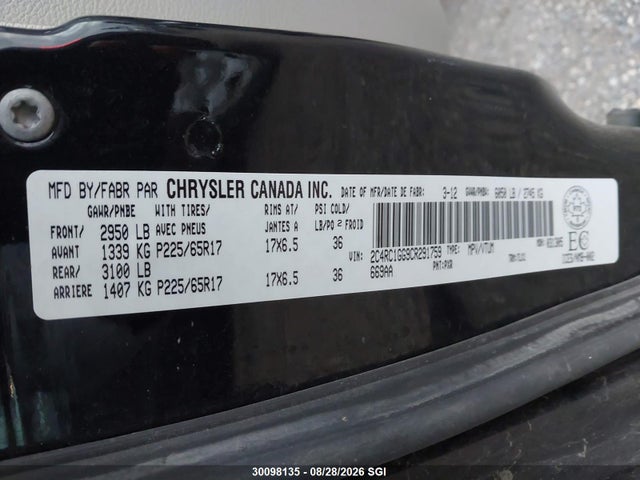 Aukcja sprzedaży 2012 Chrysler Town & Country Limited, vin: 2C4RC1GG9CR291759, numer aukcji: 30098135