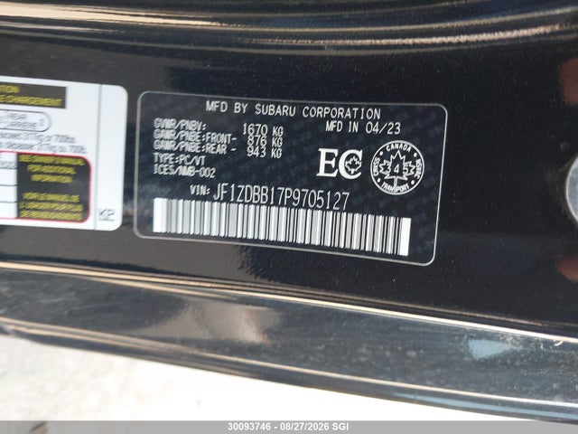 Aukcja sprzedaży 2023 Subaru Brz Premium, vin: JF1ZDBB17P9705127, numer aukcji: 30093746