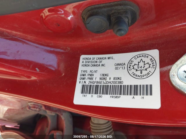Продаж на аукціоні авто 2013 Honda Civic Si, vin: 2HGFB6E56DH200380, номер лоту: 30097295
