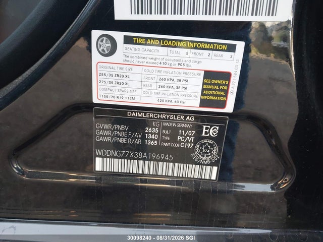Продаж на аукціоні авто 2008 Mercedes-benz S 63 Amg, vin: WDDNG77X38A196945, номер лоту: 30098240