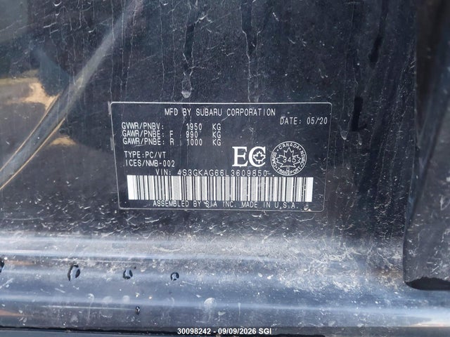 Aukcja sprzedaży 2020 Subaru Impreza, vin: 4S3GKAG66L3609850, numer aukcji: 30098242