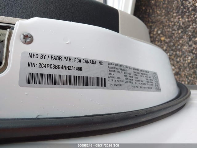 Продажа на аукционе авто 2022 Chrysler Pacifica Touring L, vin: 2C4RC3BG4NR231460, номер лота: 30098246