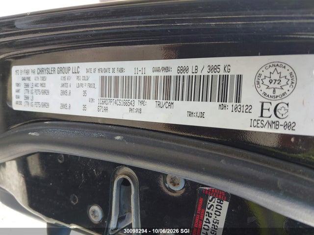 Aukcja sprzedaży 2012 Dodge Ram 1500 Longhorn, vin: 1C6RD7PT4CS166543, numer aukcji: 30098294