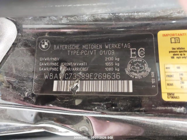 Продаж на аукціоні авто 2009 Bmw 335 Xi, vin: WBAWC73589E269636, номер лоту: 30095960