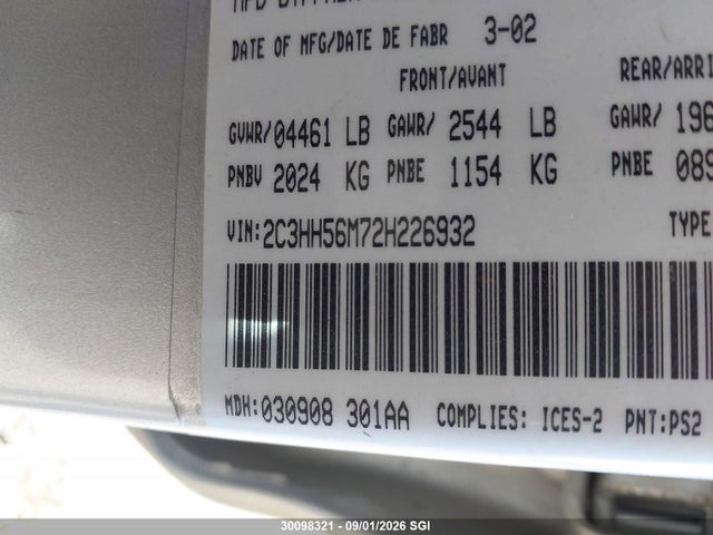 Продаж на аукціоні авто 2002 Chrysler Intrepid Es, vin: 2C3HH56M72H226932, номер лоту: 30098321