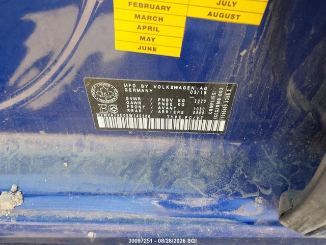 WVWVA7AU0KW145200 Volkswagen Golf R