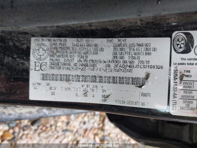Aukcja sprzedaży 2012 Ford Fiesta Se, vin: 3FADP4BJ7CM108326, numer aukcji: 30094816