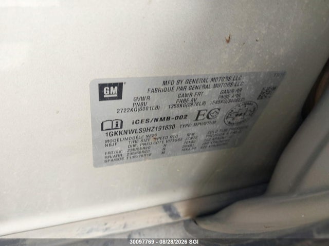 1GKKNWLS9HZ191830 GMC Acadia Slt-2