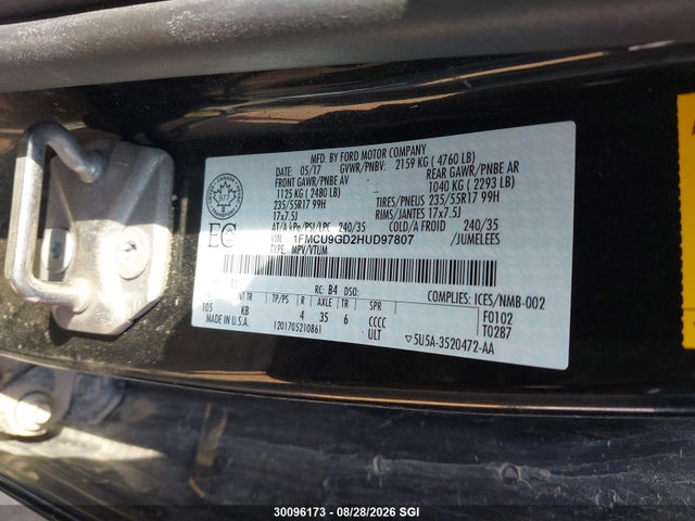 1FMCU9GD2HUD97807 Ford ESCAPE SE