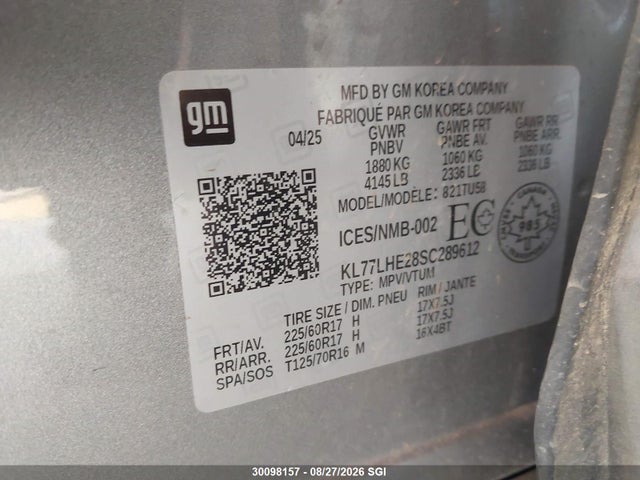 Chevrolet TRAX 1LT 2025 KL77LHE28SC289612 Image 9