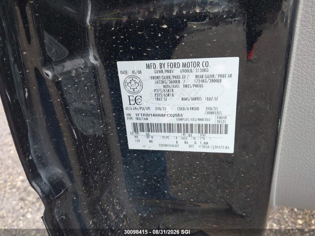 Aukcja sprzedaży 2008 Ford F150 Supercrew, vin: 1FTRW14W08FC02565, numer aukcji: 30098415