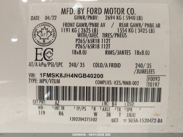 Ford Explorer Timberline 2022 1FMSK8JH4NGB40200 Image 9