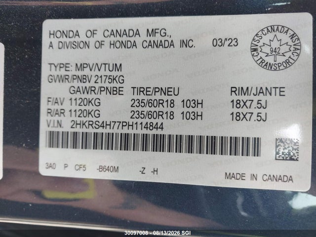 Honda CR-V EXL 2023 2HKRS4H77PH114844 Image 9