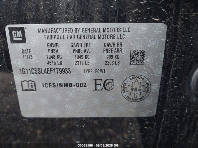 Chevrolet MALIBU 1LT 2014 1G11C5SL4EF179933 Image 9