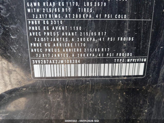 3VV2B7AX2JM108384 Volkswagen Tiguan Se/sel