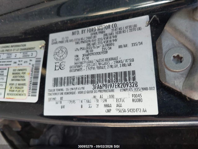 Продаж на аукціоні авто 2014 Ford Fusion Se, vin: 3FA6P0T97ER209328, номер лоту: 30095279