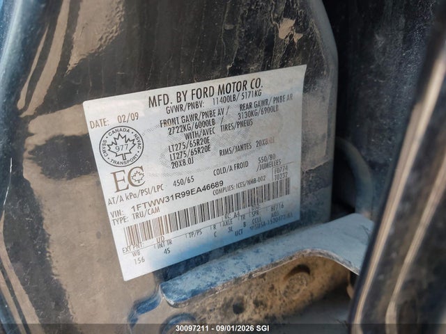 Aukcja sprzedaży 2009 Ford F350 Super Duty, vin: 1FTWW31R99EA46689, numer aukcji: 30097211
