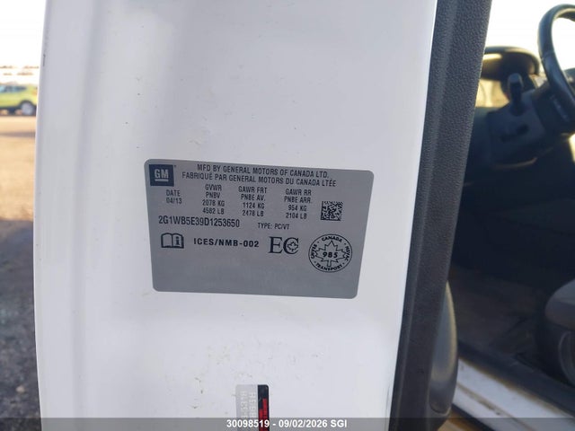 Продаж на аукціоні авто 2013 Chevrolet Impala Lt, vin: 2G1WB5E39D1253650, номер лоту: 30098519