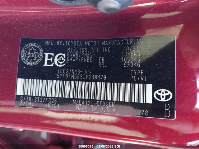 Toyota Corolla Se/xse 2025 5YFB4MBE5SP218179 Image 9