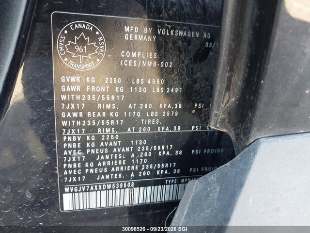 Aukcja sprzedaży 2013 Volkswagen Tiguan S/se/sel, vin: WVGJV7AXXDW539508, numer aukcji: 30098526