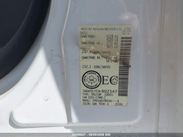 1N6AF0LY3JN802547 Nissan Nv 2500 S/sv/2500 Sl/s/sv/sl