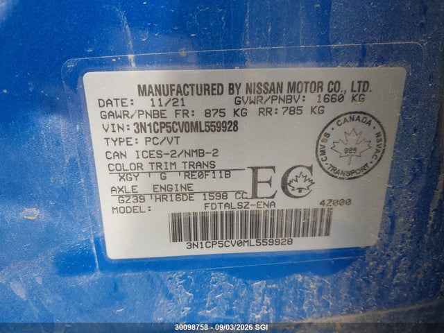 Nissan KICKS SV 2021 3N1CP5CV0ML559928 Image 9