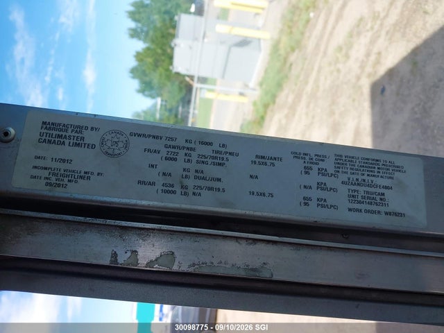 Aukcja sprzedaży 2013 Freightliner Chassis M Line Walk-in Van, vin: 4UZAANDU4DCFE4804, numer aukcji: 30098775