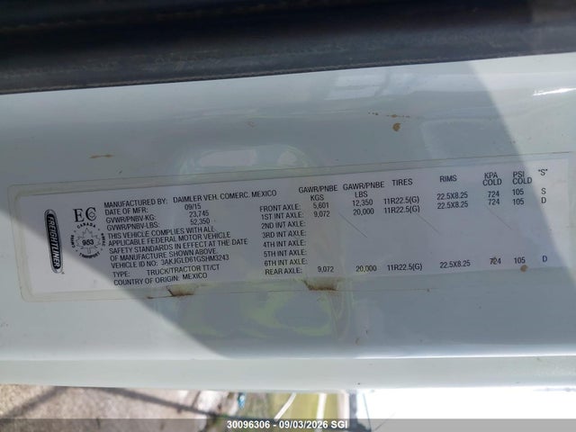 Продажа на аукционе авто 2016 Freightliner Cascadia 125, vin: 3AKJGLD61GSHM3243, номер лота: 30096306