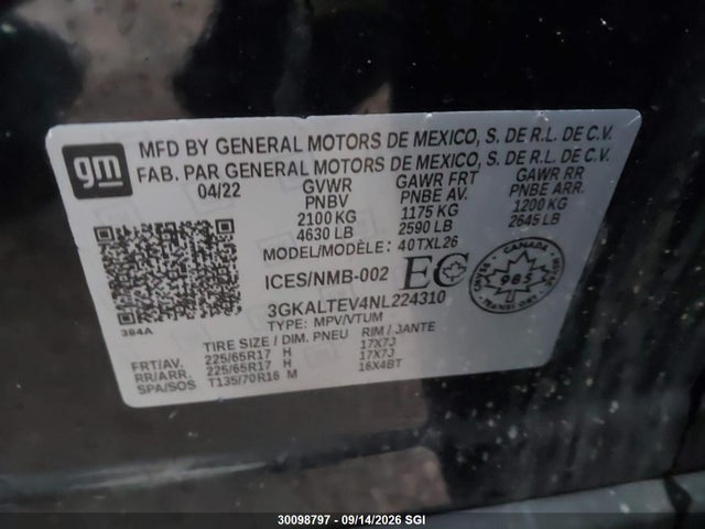 3GKALTEV4NL224310 GMC Terrain Sle