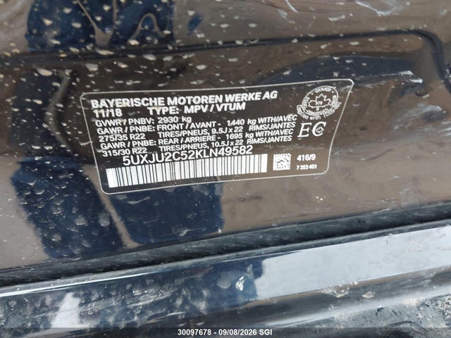 BMW X5 Xdrive50i 2019 5UXJU2C52KLN49582 Image 9
