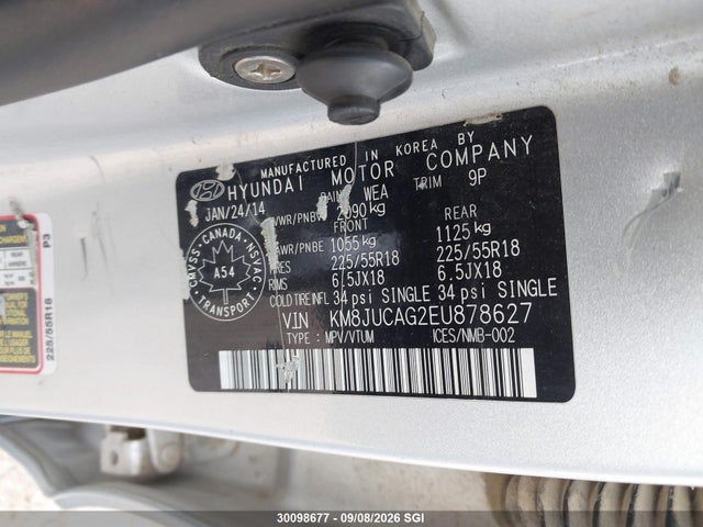 Hyundai Tucson Gls/limited/se 2014 KM8JUCAG2EU878627 Image 9