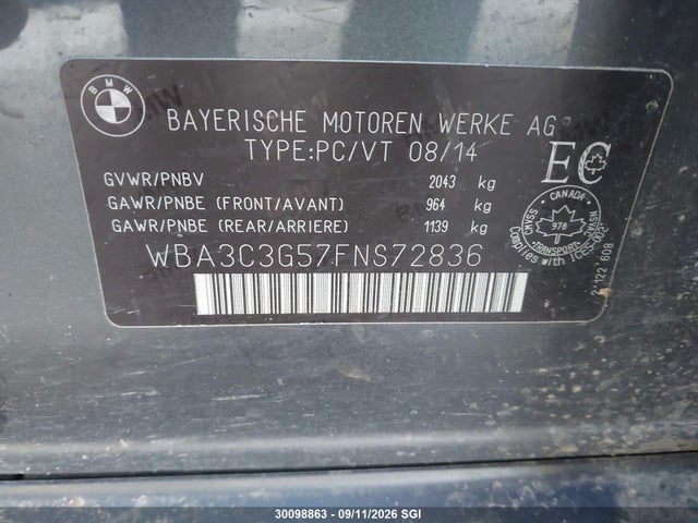BMW 320 I Xdrive 2015 WBA3C3G57FNS72836 Image 9
