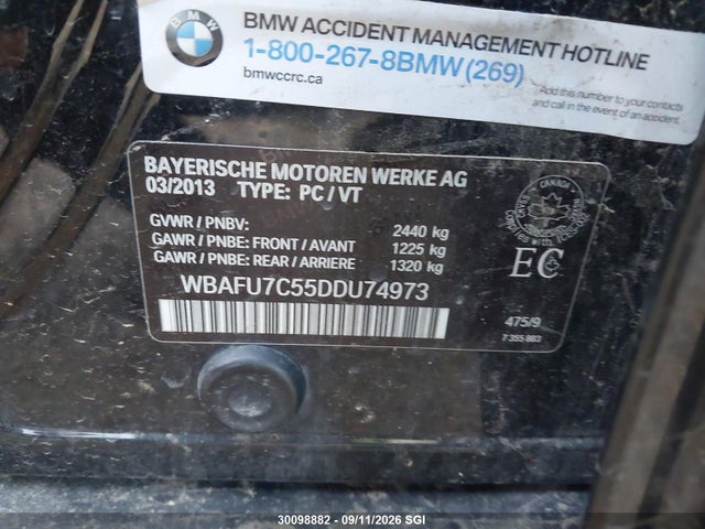 Aukcja sprzedaży 2013 Bmw 535 Xi, vin: WBAFU7C55DDU74973, numer aukcji: 30098882