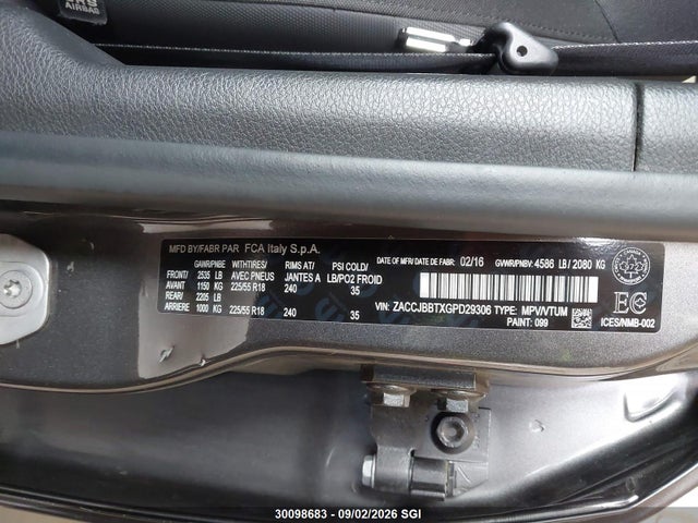 Jeep Renegade North 2016 ZACCJBBTXGPD29306 Image 9