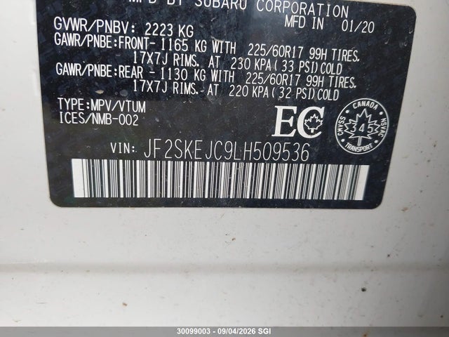 Subaru Forester Touring 2020 JF2SKEJC9LH509536 Image 9