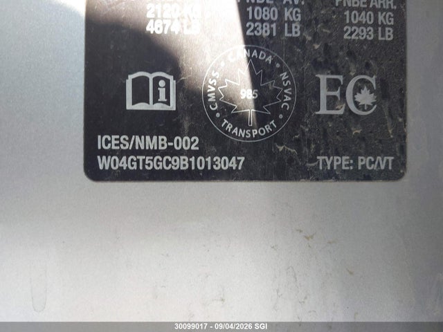 30099017 :رقم المزاد ، W04GT5GC9B1013047 vin ، 2011 Buick Regal Cxl مزاد بيع