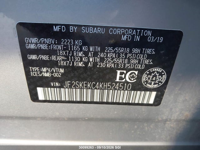 Subaru Forester Sport 2019 JF2SKEKC4KH524510 Image 9
