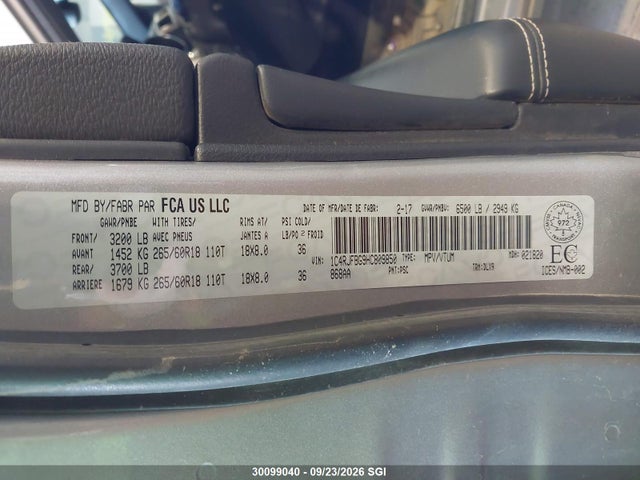 Aukcja sprzedaży 2017 Jeep Grand Cherokee Limited, vin: 1C4RJFBG9HC809850, numer aukcji: 30099040
