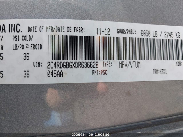 Продажа на аукционе авто 2013 Dodge Grand Caravan Se, vin: 2C4RDGBGXDR636628, номер лота: 30099281