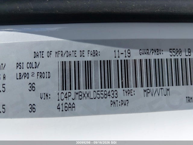 1C4PJMBXXLD558433 Jeep Cherokee Trailhawk